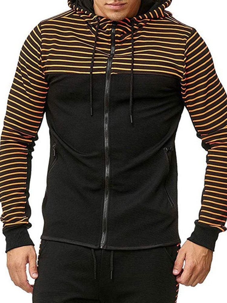 Zip Stripe Cardigan Casual Herrtröjor