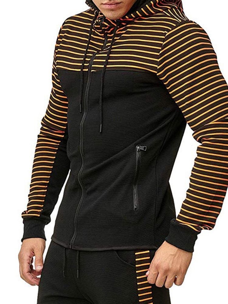 Zip Stripe Cardigan Casual Herrtröjor