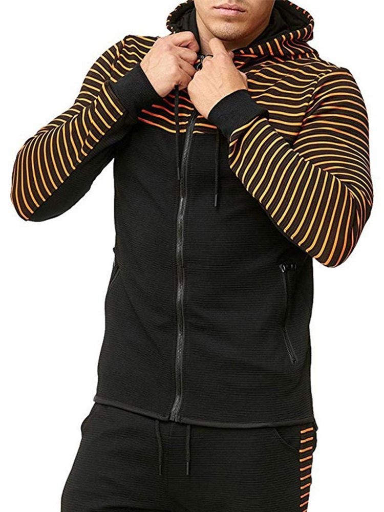 Zip Stripe Cardigan Casual Herrtröjor