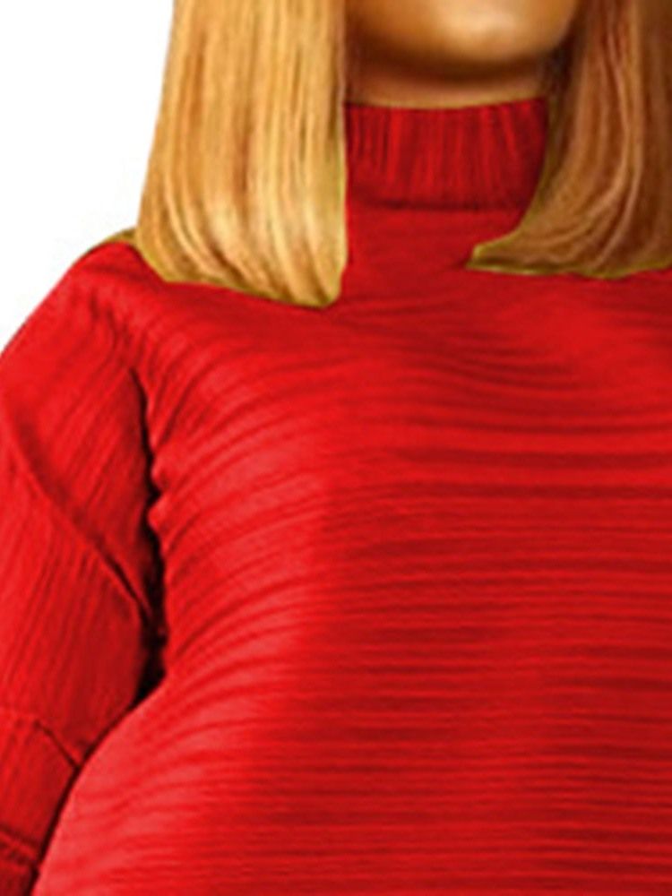 Ärm Knälång Turtleneck Regular High Waist Damklänning