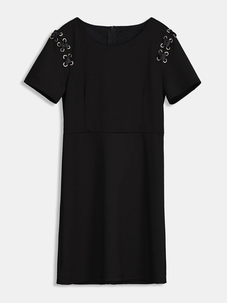 Kortärmad Tie Shoulder Day Day Dress