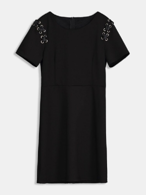 Kortärmad Tie Shoulder Day Day Dress