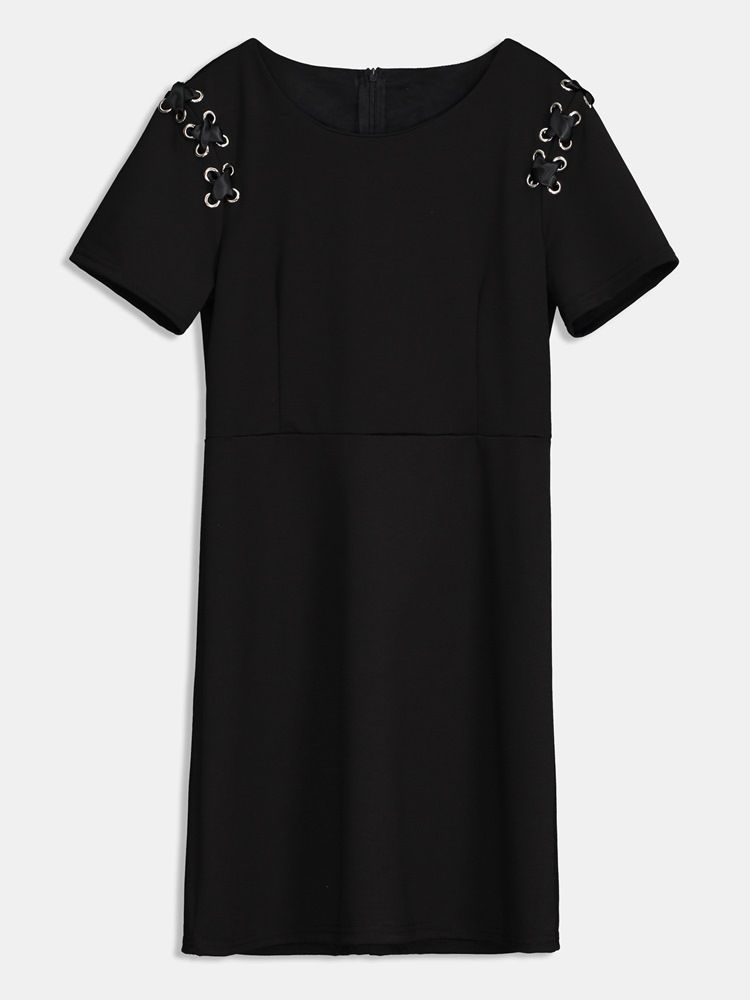 Kortärmad Tie Shoulder Day Day Dress