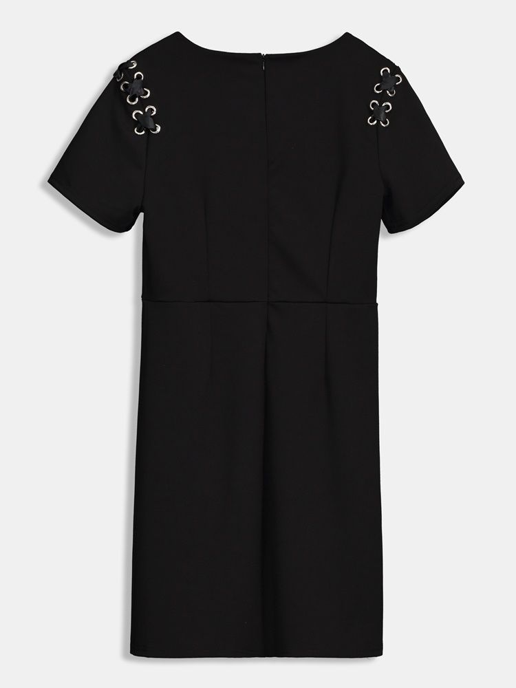 Kortärmad Tie Shoulder Day Day Dress