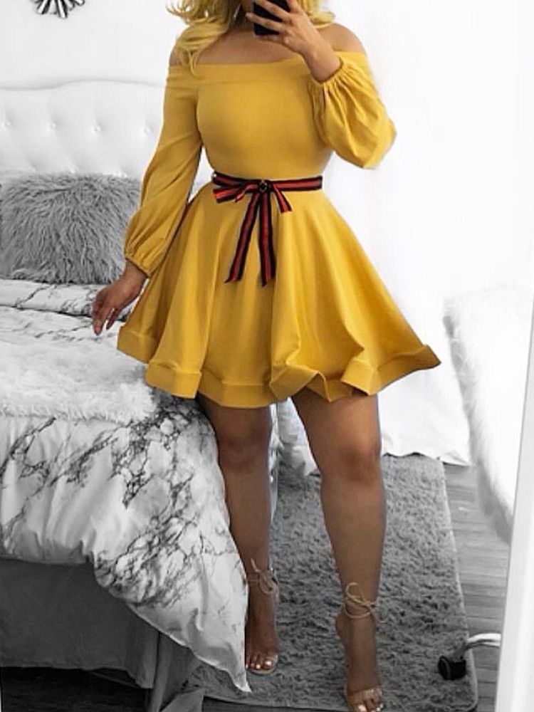 Kvinnors Nio Poäng Ärm Off Shoulder Bowknot A-line Date Night Going Out Dress