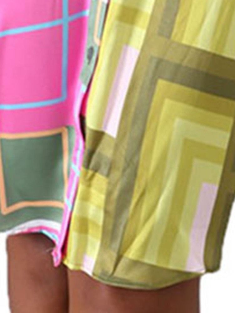 Kvinnors Rutigt Lapptäcke Casual Mid Midja Color Block Dress (utan Midja)