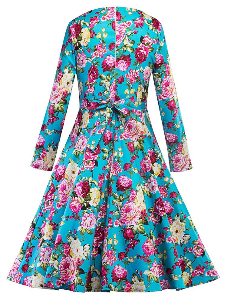 Print Scoop Floral Skater Dress För Kvinnor