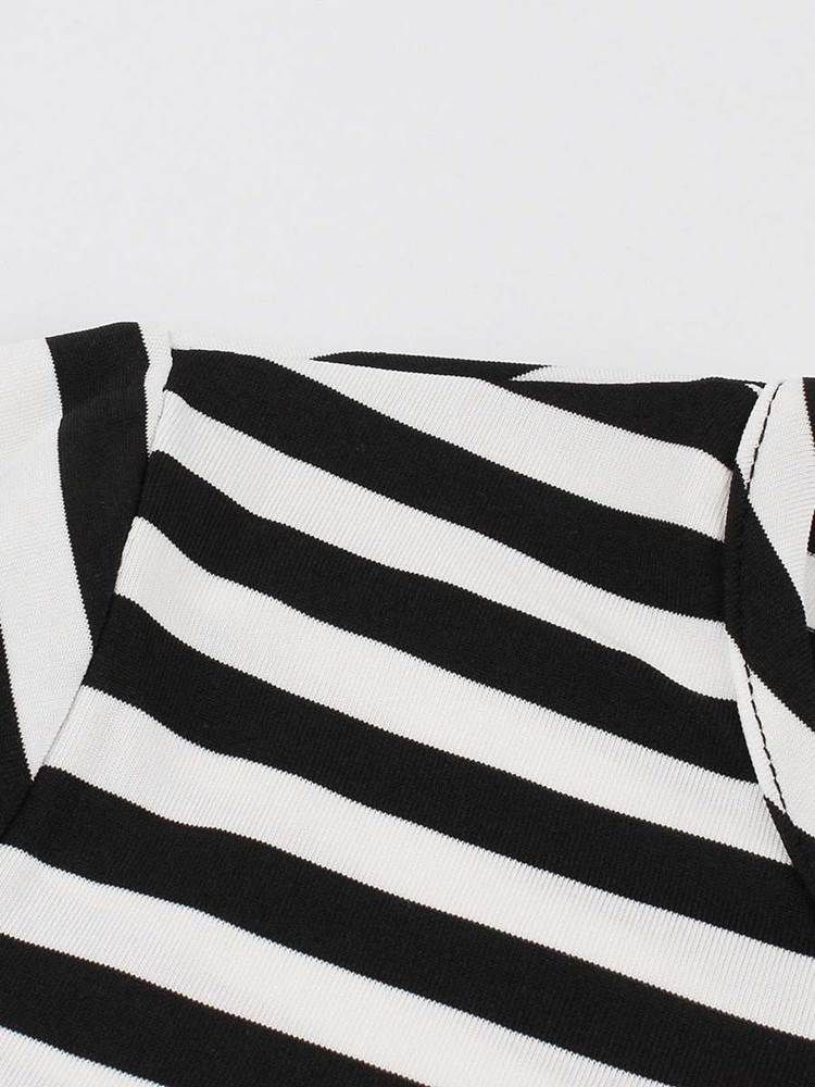 Stripe Patchwork-knapp För Kvinnor A Line Dress