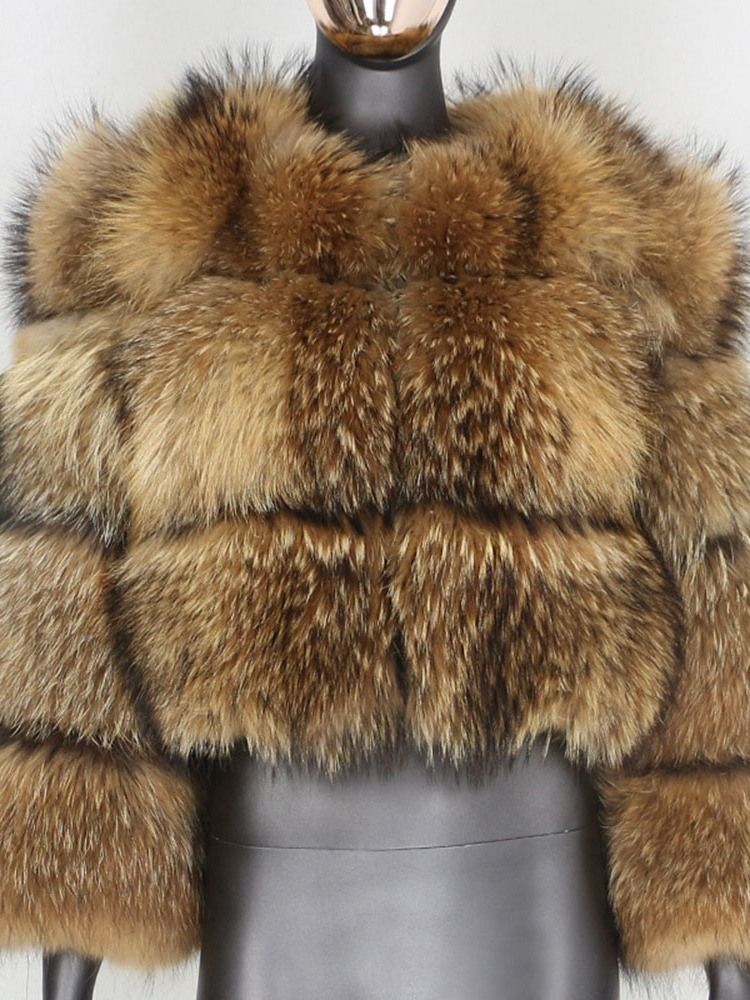 Kvinnor Rundhals Vanlig Standard Rak Vinter Faux Fur Overcoat