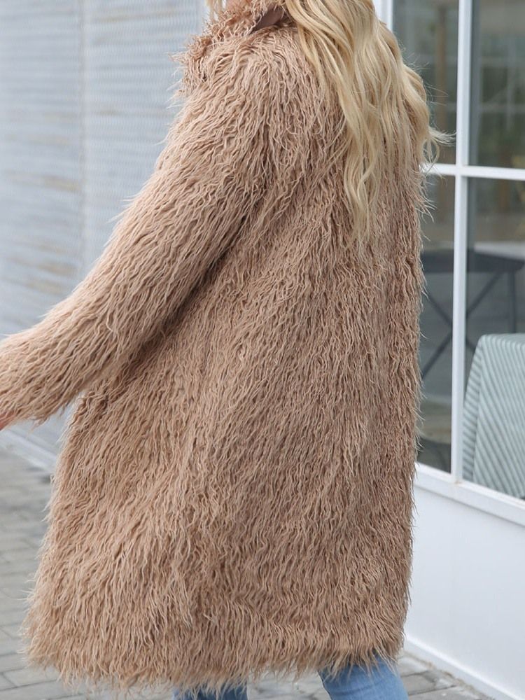 Mellanlängd Vanligt Löst Mode Faux Fur Damrock