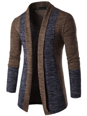 Color Block Cardigan Casual Herrstickning