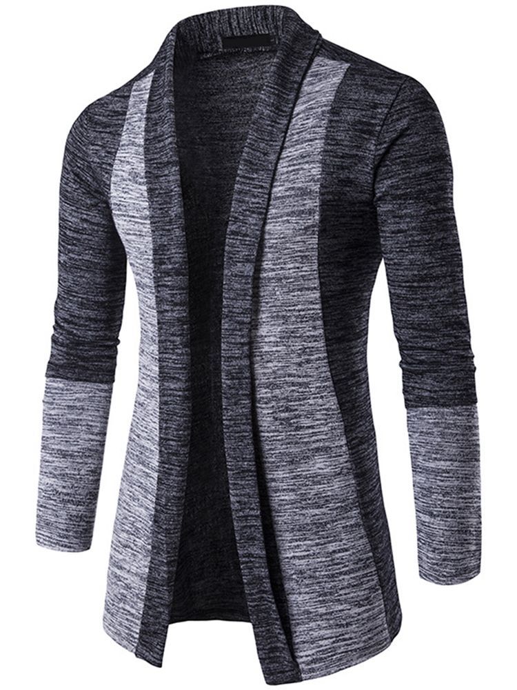 Color Block Cardigan Casual Herrstickning