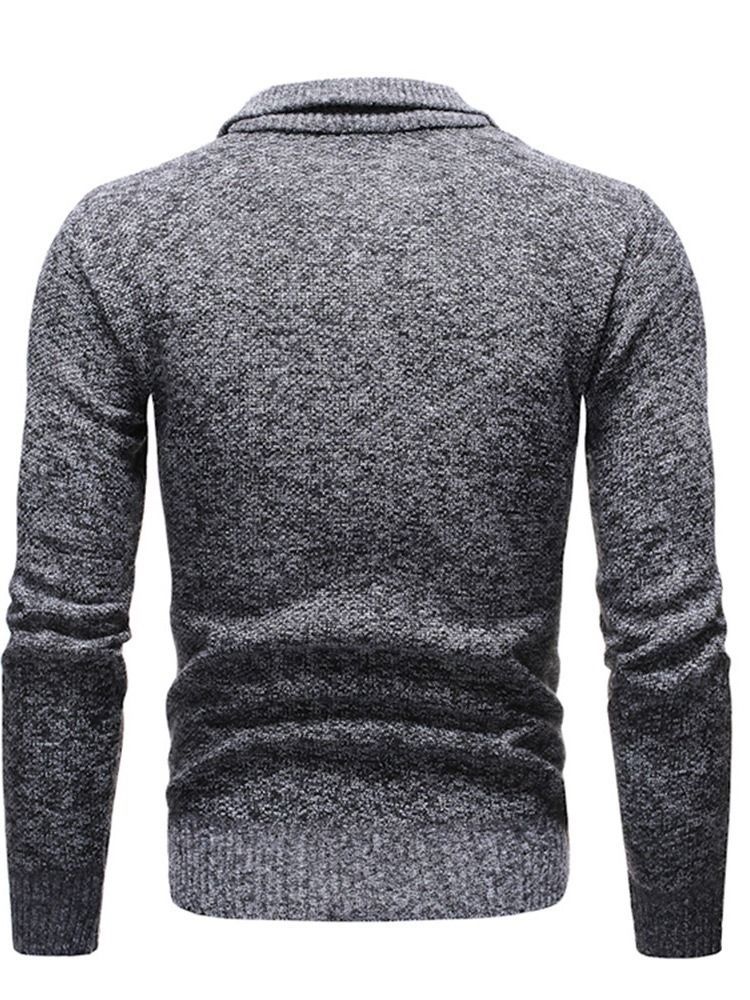 Color Block Lapel Silm Style European Men's Sweater