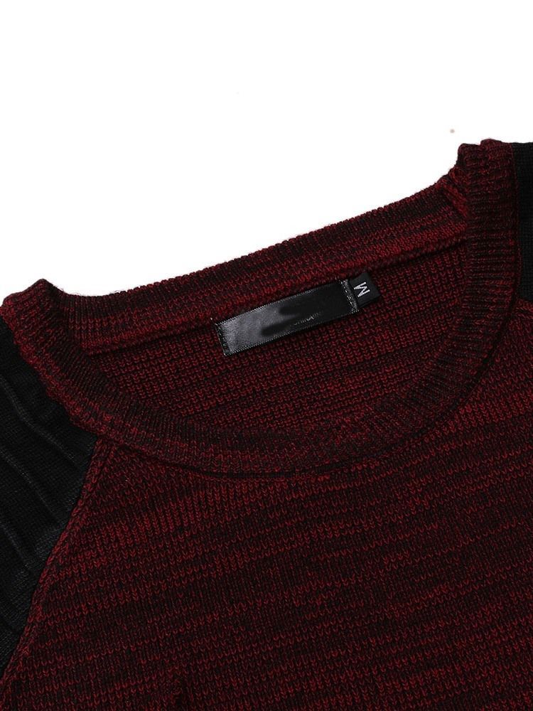 Color Block Round Neck Standard Casual Herrtröja