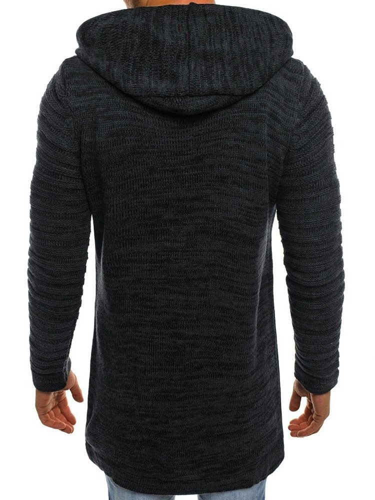 Mellanlång Plain Hooded Straight Herrtröja