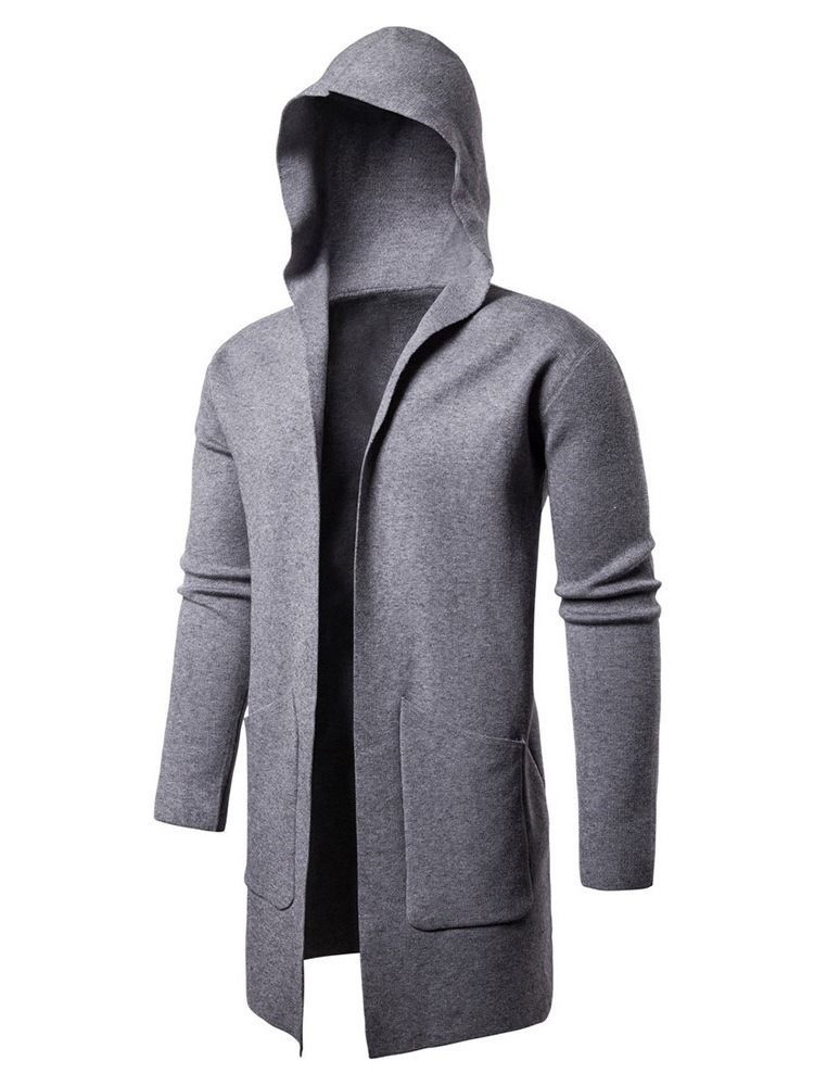 Mid-length Pocket Hooded Men's Slim Wrapped Sweater