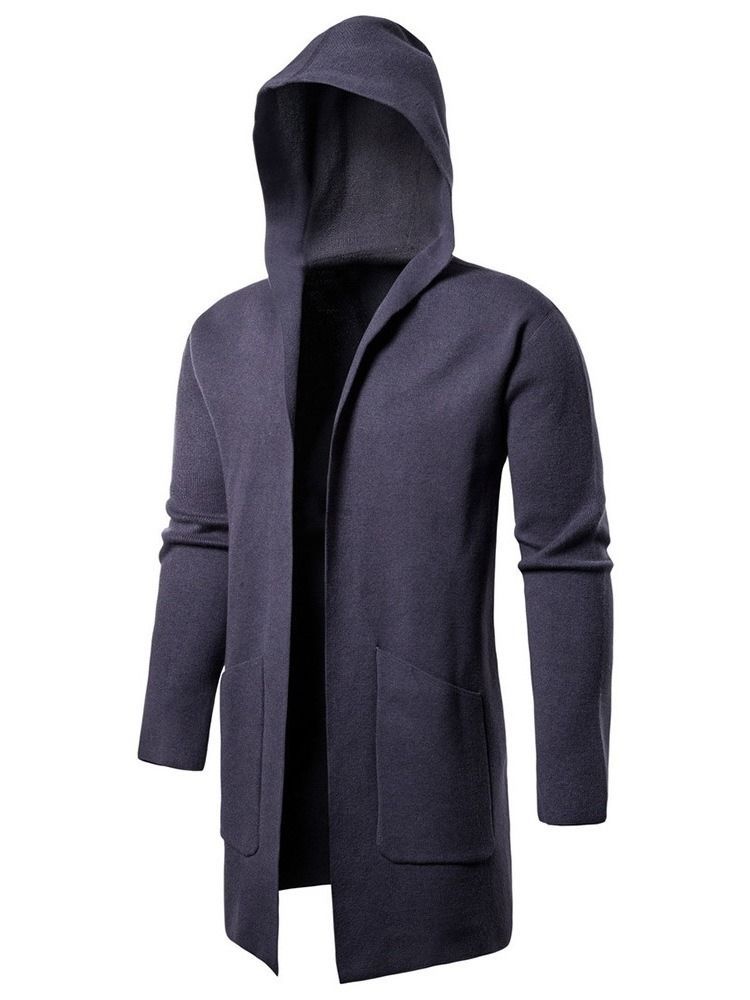 Mid-length Pocket Hooded Men's Slim Wrapped Sweater