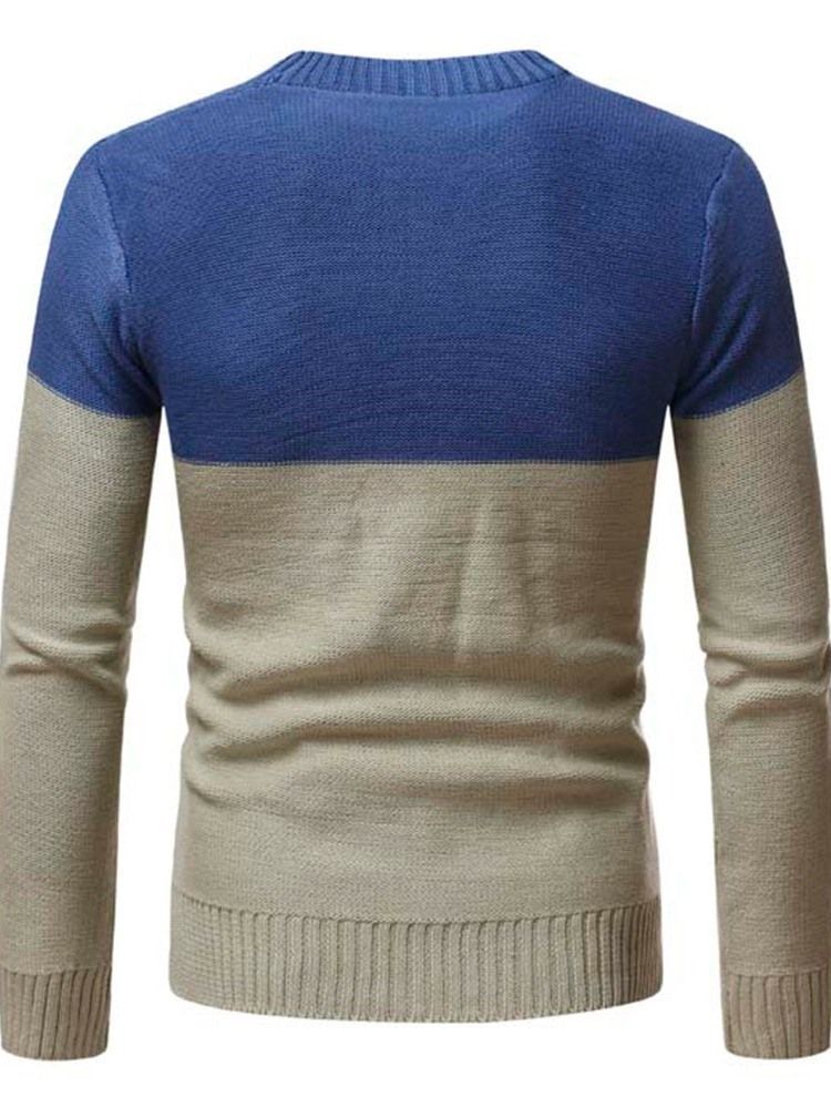 Patchwork Color Block Standard Casual Herrtröja