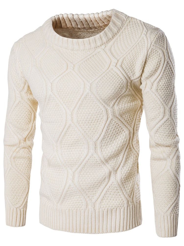 Plain Crew Neck Jacquard Vogue Warm Men's Sweater