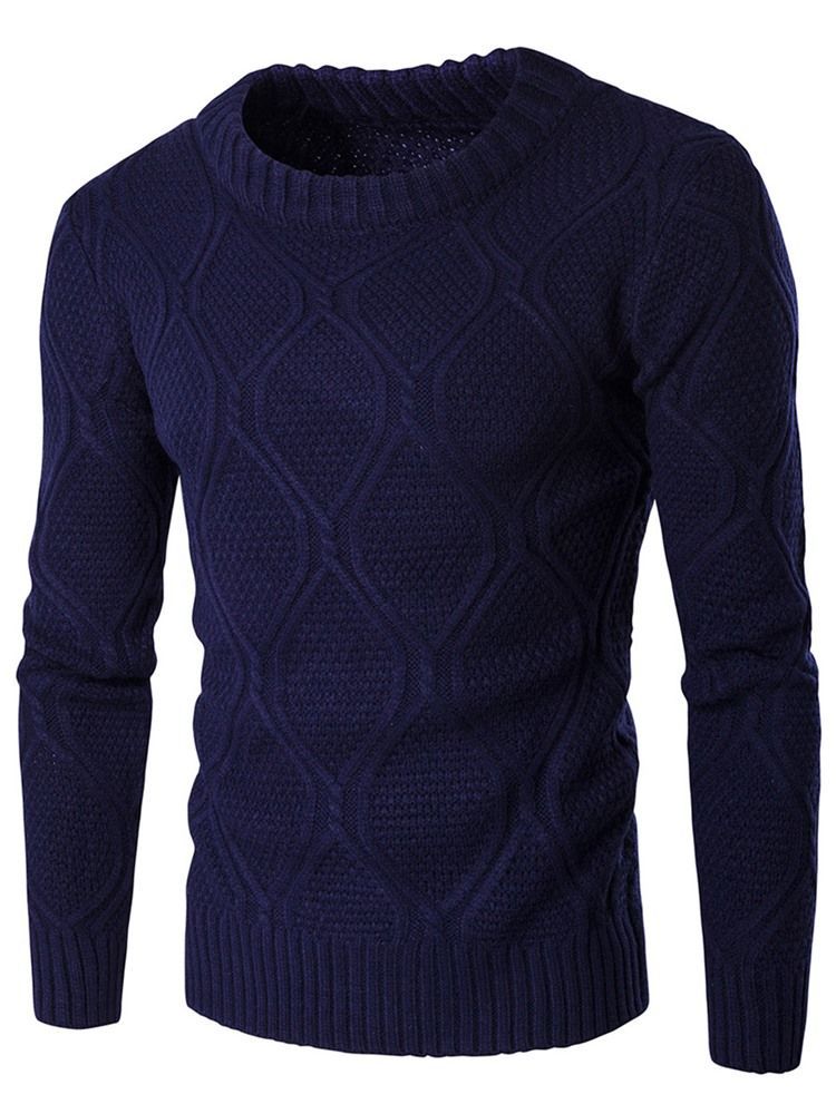 Plain Crew Neck Jacquard Vogue Warm Men's Sweater