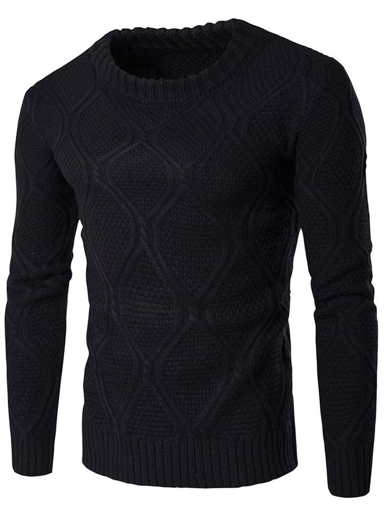 Plain Crew Neck Jacquard Vogue Warm Men's Sweater