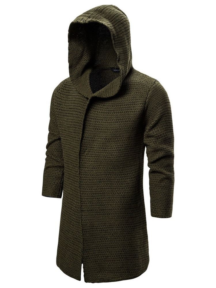 Plain Hooded Mid-length Herrtröja