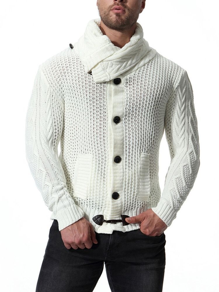 Plain Shawl Collar Mens Button Casual Tröjor