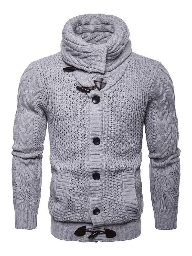 Plain Shawl Collar Mens Button Casual Tröjor