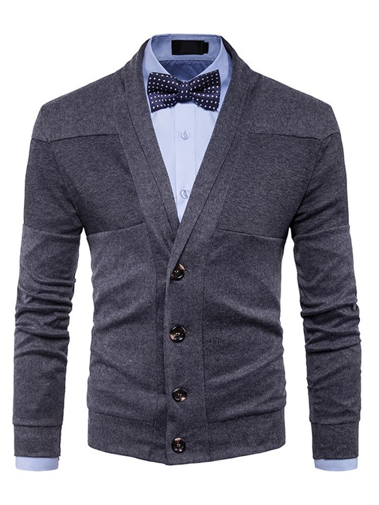 Plain Single-breasted Warm Casual Herrtröja