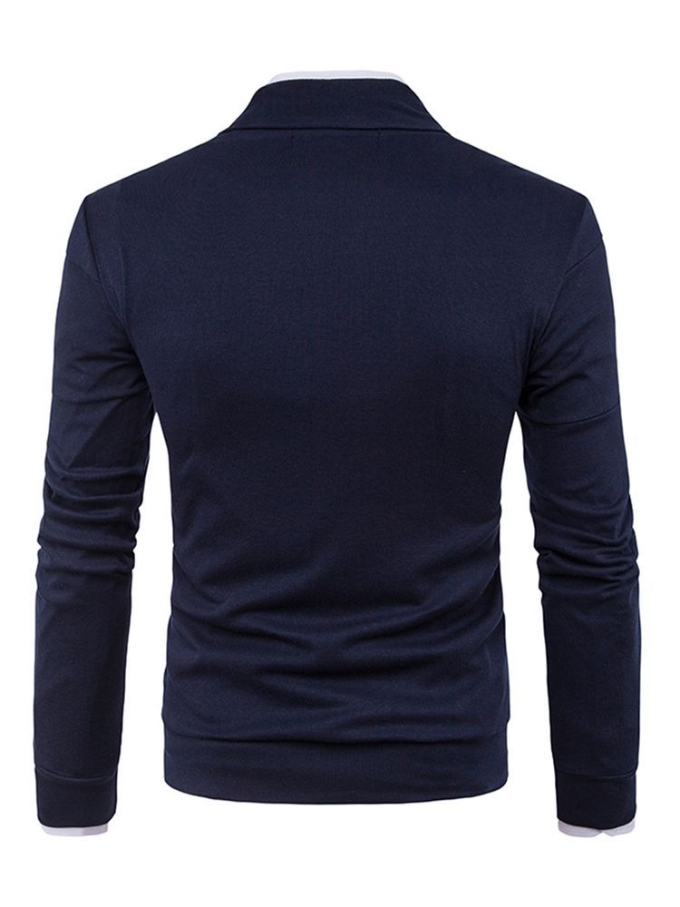 Plain Single-breasted Warm Casual Herrtröja