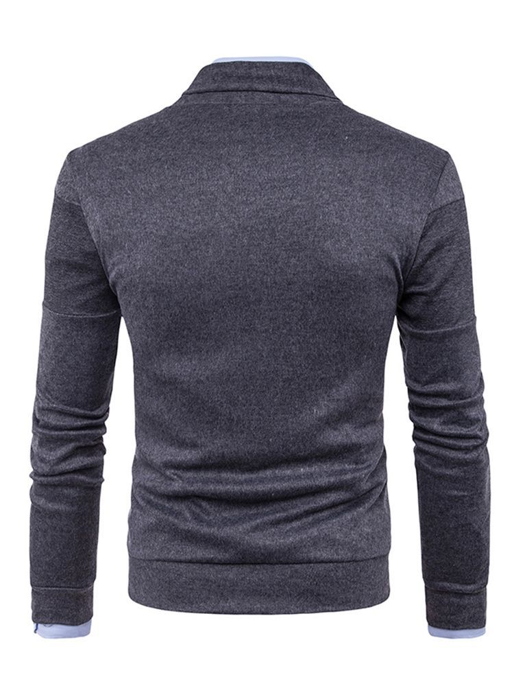 Plain Single-breasted Warm Casual Herrtröja