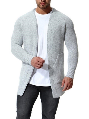 Plain Slim Mens Cardigan Med Fickor