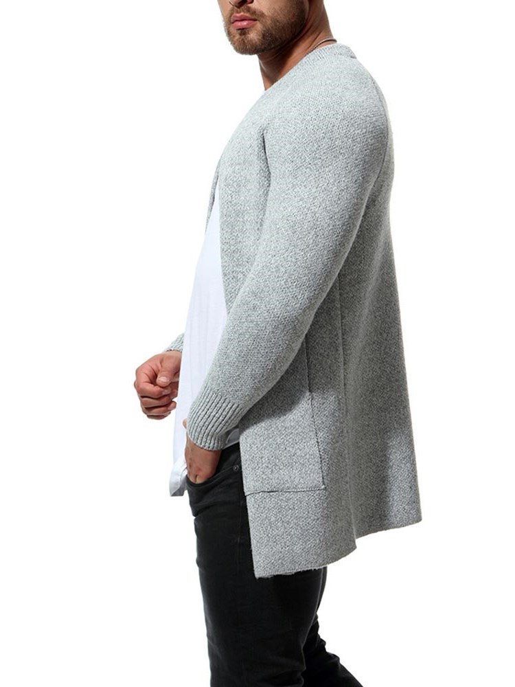 Plain Slim Mens Cardigan Med Fickor