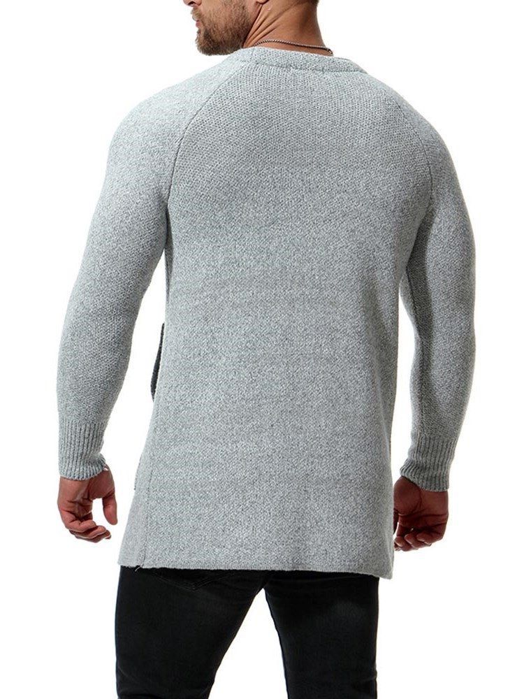 Plain Slim Mens Cardigan Med Fickor