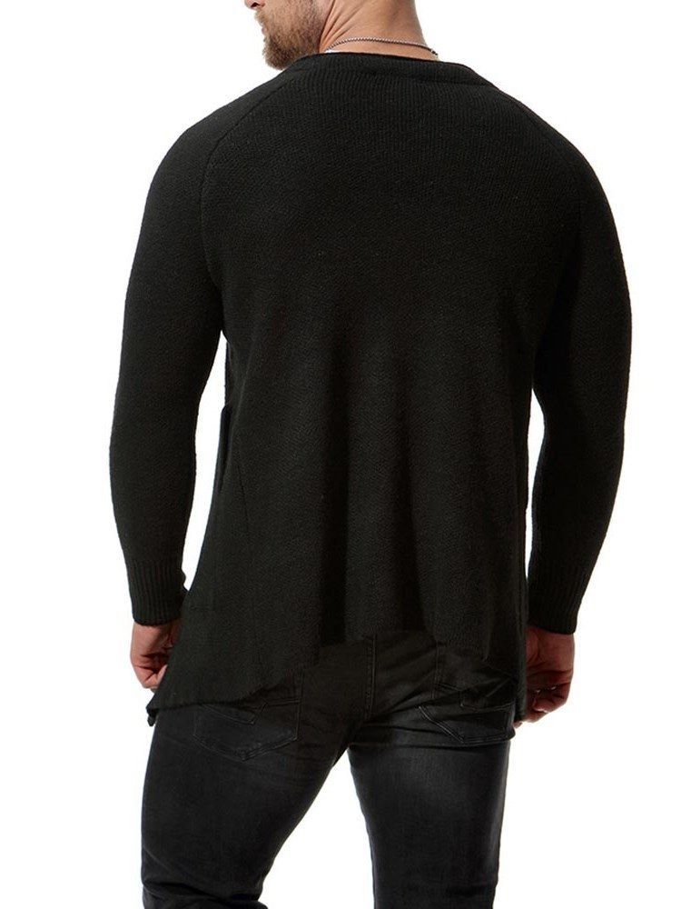 Plain Slim Mens Cardigan Med Fickor