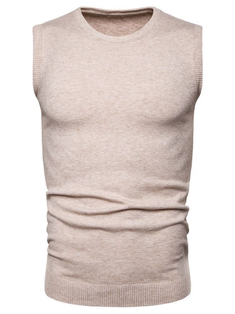 Plain Standard Slim Neck Tröja För Män