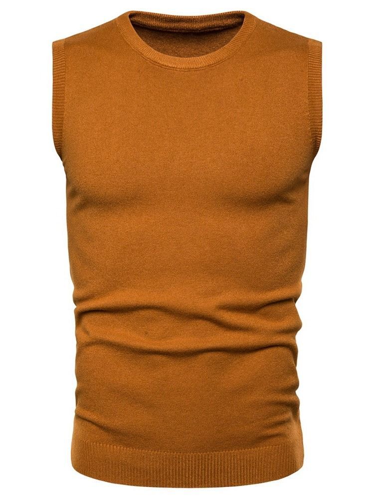 Plain Standard Slim Neck Tröja För Män