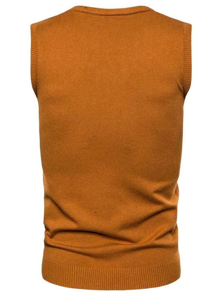 Plain Standard Slim Neck Tröja För Män