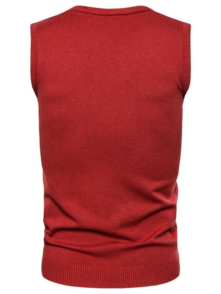 Plain Standard Slim Neck Tröja För Män