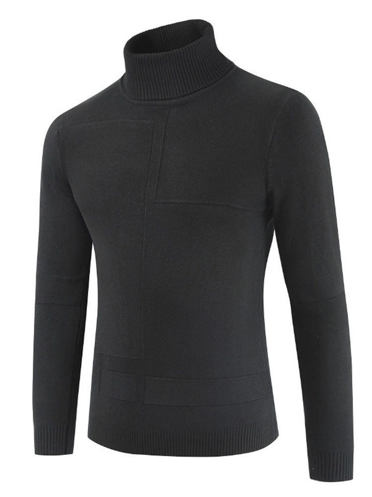 Plain Turtle Neck Mens Casual Pullover Tröja