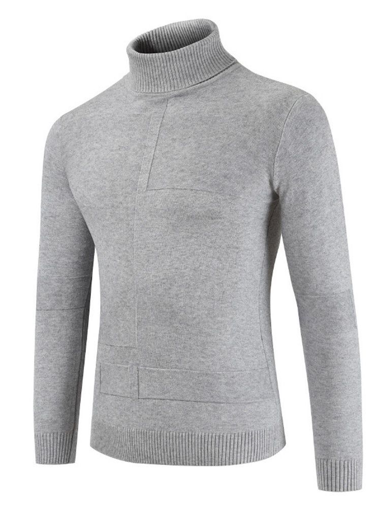 Plain Turtle Neck Mens Casual Pullover Tröja