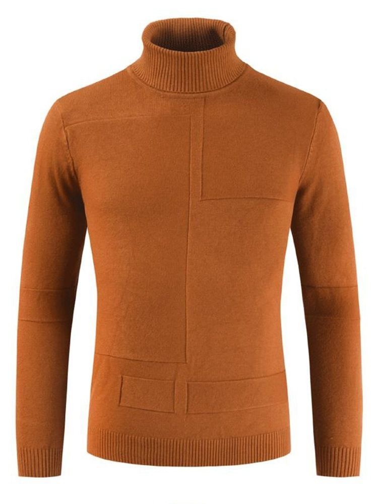 Plain Turtle Neck Mens Casual Pullover Tröja