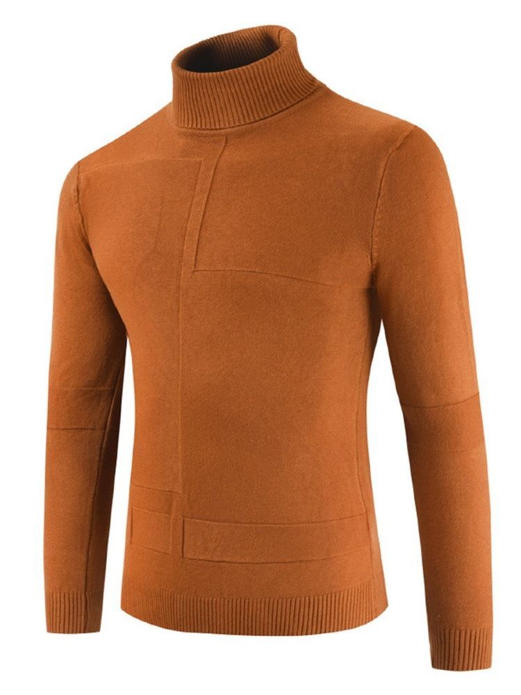 Plain Turtle Neck Mens Casual Pullover Tröja