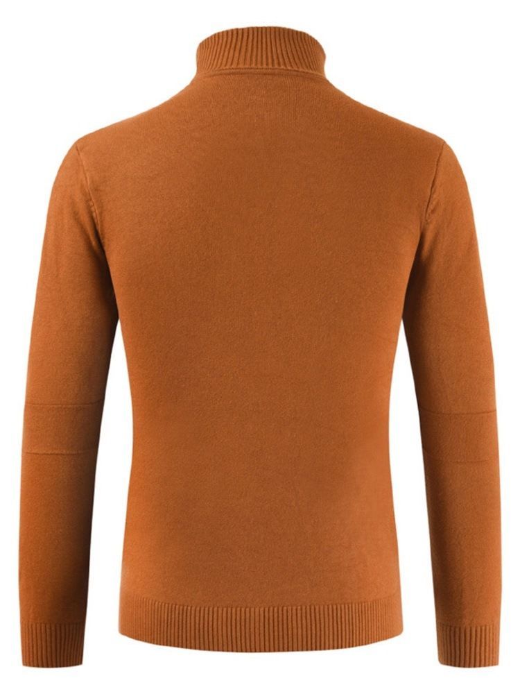 Plain Turtle Neck Mens Casual Pullover Tröja