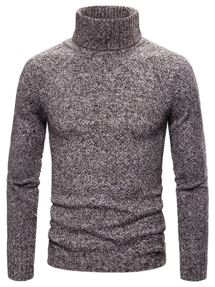 Plain Turtleneck Standard Casual Herrtröja