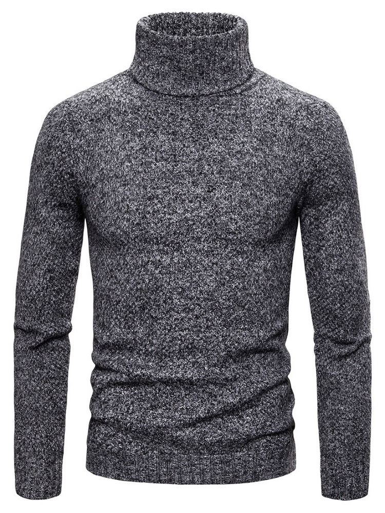 Plain Turtleneck Standard Casual Herrtröja