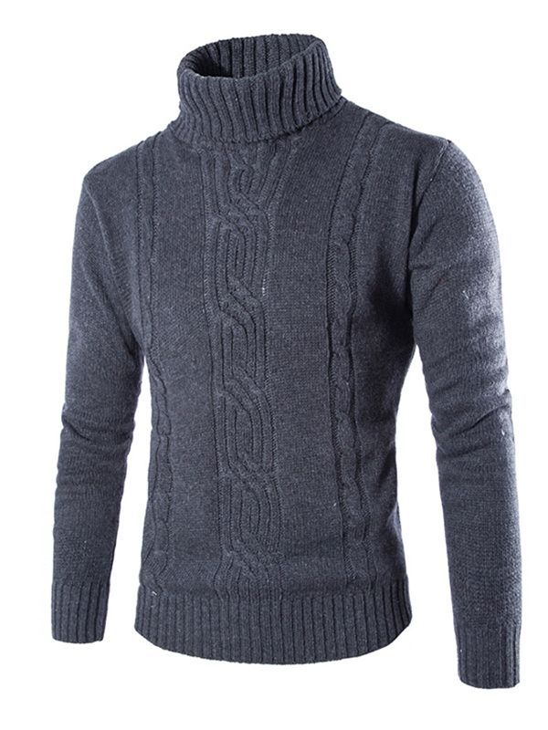 Plain Turtleneck Warm Herrtröja