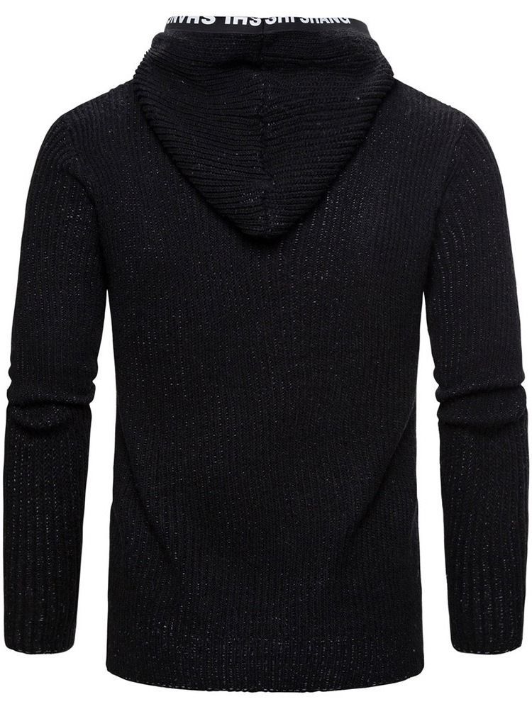 Pocket Standard Hooded Zipper Men's Slim Sweater