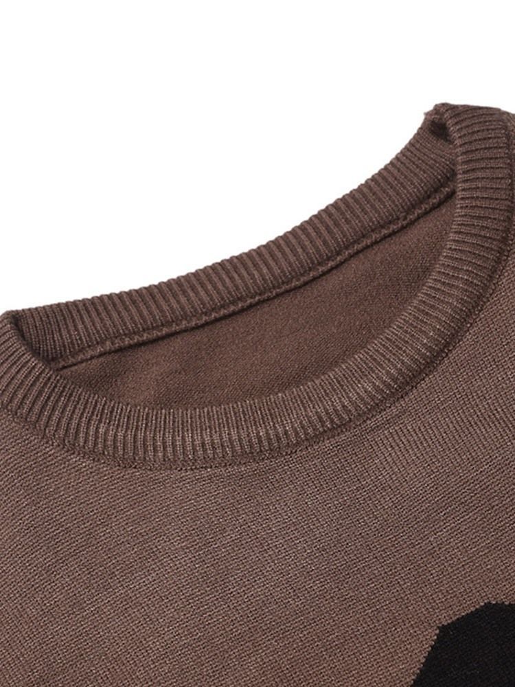 Round Neck Standard Color Block Fall Slim Slim Tröja För Män