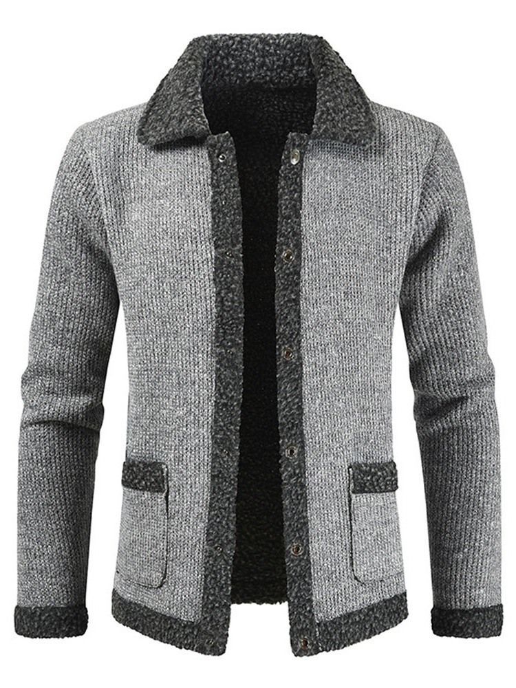 Standard Lapel Patchwork Herrrock Slim Slim Tröja